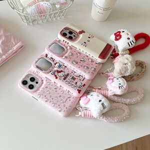 Sevimli Hello/Kitty peluş telefon kılıfı IPhone16 için Pro Max/15/14/13 şık ve yaratıcı tasarım kızlar ve moda severler için mükemmel