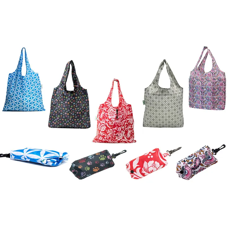 Promotionnel conception personnalisée impression nylon ecobag amical réutilisable pliable fourre-tout ziplock pp non tissé sac à provisions avec pochette à fermeture éclair