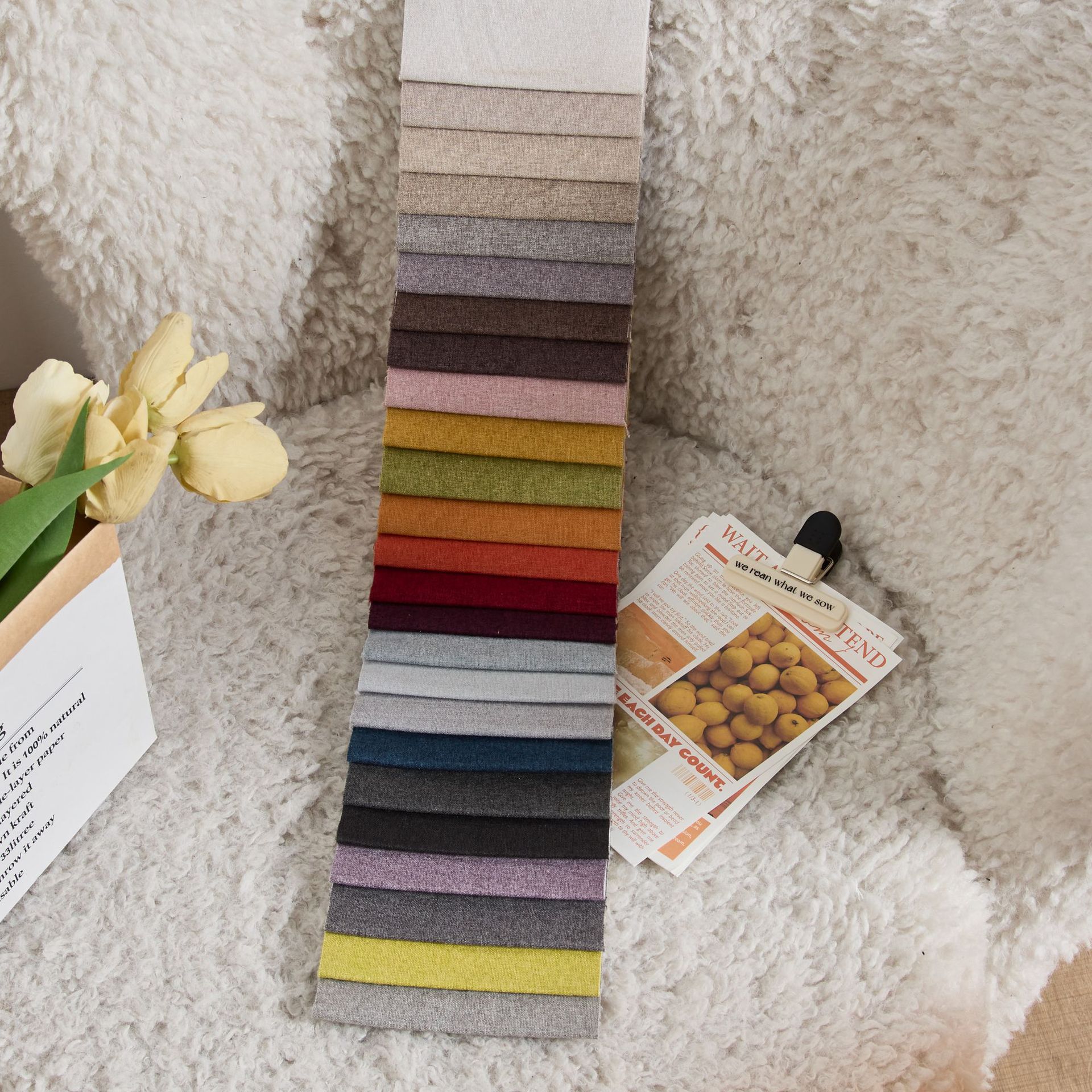polyester faux linen print fabric