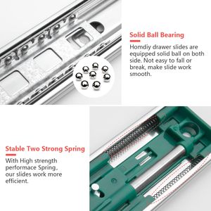 कारखाने की प्रत्यक्ष बिक्री नरम करीबी दराज दराज स्लाइड में 22 इंच की साइड रेल धातु बॉल असर वाली रसोई ड्रेसर कैबिनेट ड्रॉअर धावक - Product Image 3