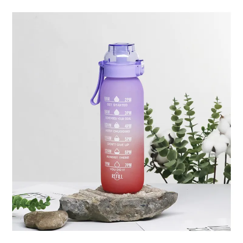 Lagerbestand auslaufsicher umweltfreundliche Tritan-Wasserflasche gewürzte Wasserflasche mit Strohhalm
