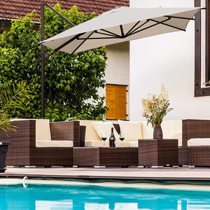 HOMFUL <span class=keywords><strong>Offset</strong></span> Patio Umbrella <span class=keywords><strong>Rectangular</strong></span> Cantilever Umbrella Garden Hanging Umbrella with Crank &amp; Easy Tilt