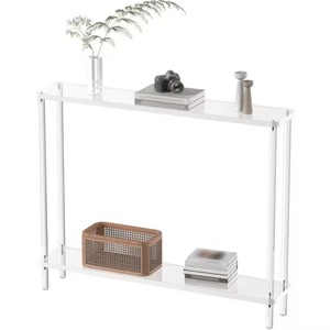 Fabrika yapımı 2-Tier şeffaf akrilik dar konsol masa Entryway için sıska giriş masa kanepe oturma odası için - Product Image 4
