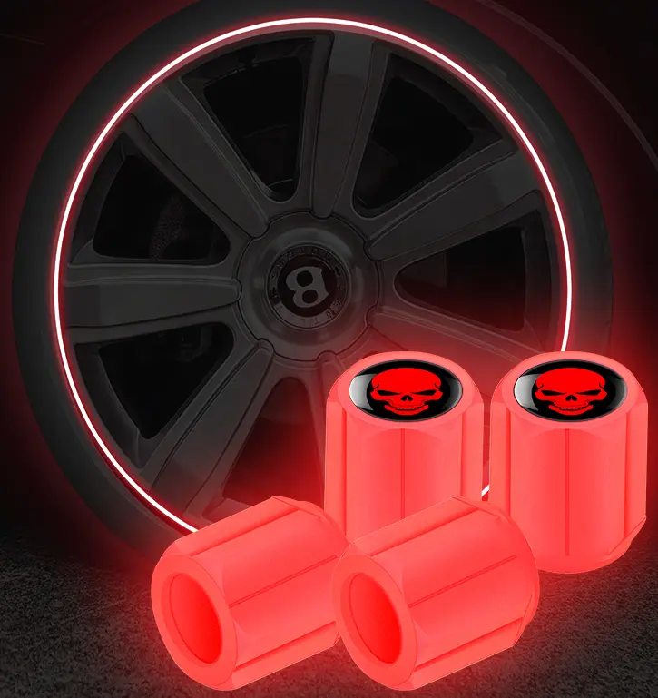 Cubierta de vástago de válvula de coche emisora de luz nocturna ABS de alta calidad con patrón personalizado adecuada para modelo Universal