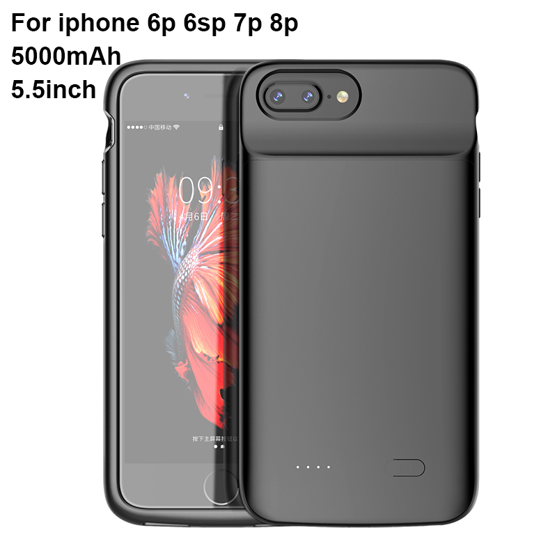 Negro PARA EL iPhone 6 +/6S +/7 +/8 + (5000mAh)