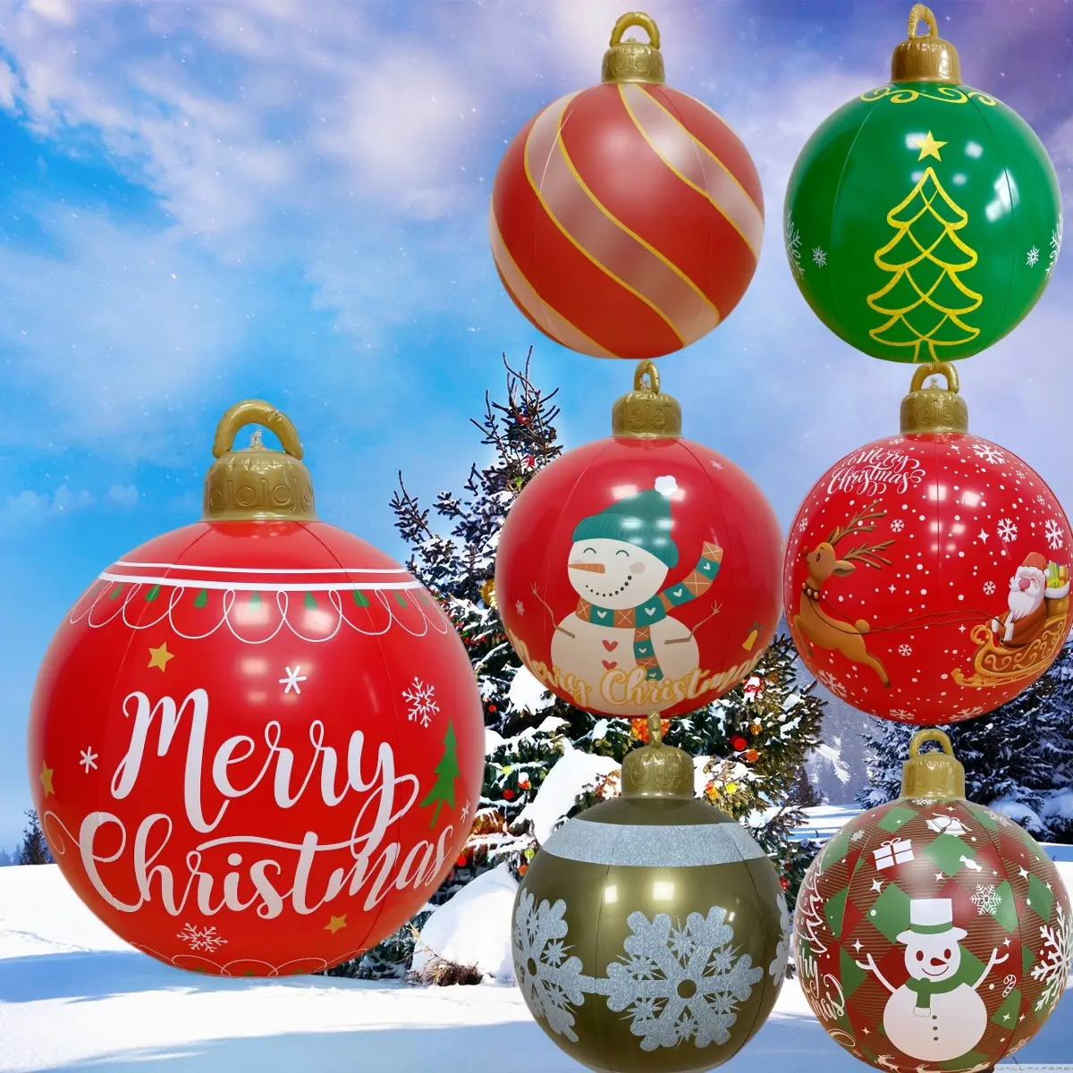 Высококачественный надувной Рождественский шар, светодиодные светящиеся рождественские украшения, шары, большие наружные Рождественские шары из ПВХ