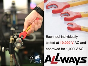 AllwaysTools 20個スパナセット1000V絶縁VDEハンドツールセット絶縁シングルオープンエンド断熱調整可能スパナ