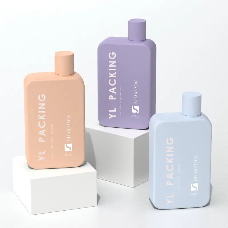 Nuovo materiale HDPE 450ml viola blu latte bottiglia di Shampoo bottiglia arancione bottiglia di olio abbronzante