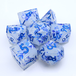 ชุดลูกเต๋า RPG ลายดอกไม้ไพลินลึกลับชุดลูกเต๋าเรซินโพลีเมอร์ DND สำหรับดันเจี้ยนและ Game-L9กระดาน - Product Image 5