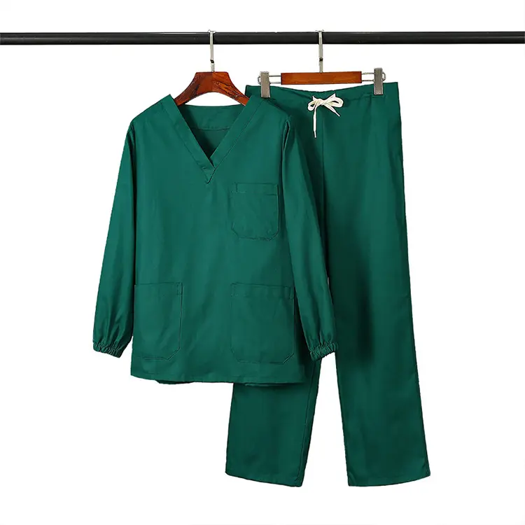 Düz renk tıbbi üniforma hastane cerrahi giyim acil profesyonel doktor hemşire scwear setleri iş elbiseleri giymek