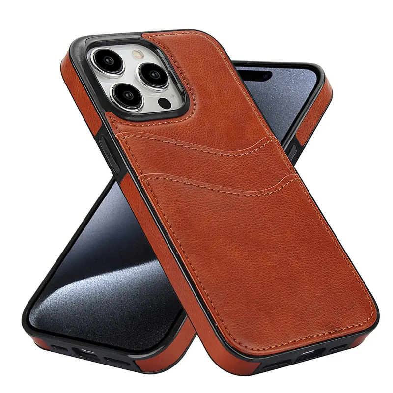 Diseño único Premium PU cuero Flip Wallet Phone Case para iPhone 15 14 13 Pro para Samsung teléfono móvil y accesorio