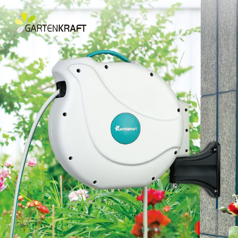 Estensione GartenKraft avvolgicavo elettrico retrattile avvolgitubo per acqua per lavaggio auto avvolgitubo per montaggio a parete in plastica da giardino