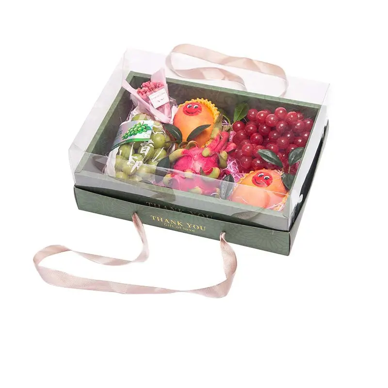 Gran oferta, caja de regalo de papel transparente con flor de mariposa, caja de pastel con lazo de mano para el Día de San Valentín, embalaje de frutas y rosas