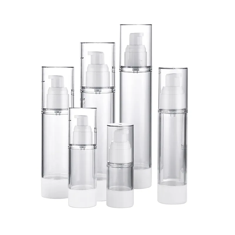 Fast Lead Time 15ml 30ml 50ml 80ml 100ml 120ml Cosmetic Liquid Lotion Cream Pump Bottle Container With Lid Airless AS Bottle