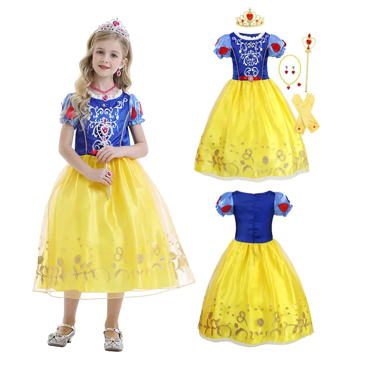 Kleinkind New Gown Kinder Schnee wittchen Prinzessin Tanz Kurzarm Dress Up Baby Ball Luxus Kleidung Karneval Phantasie Kostüm