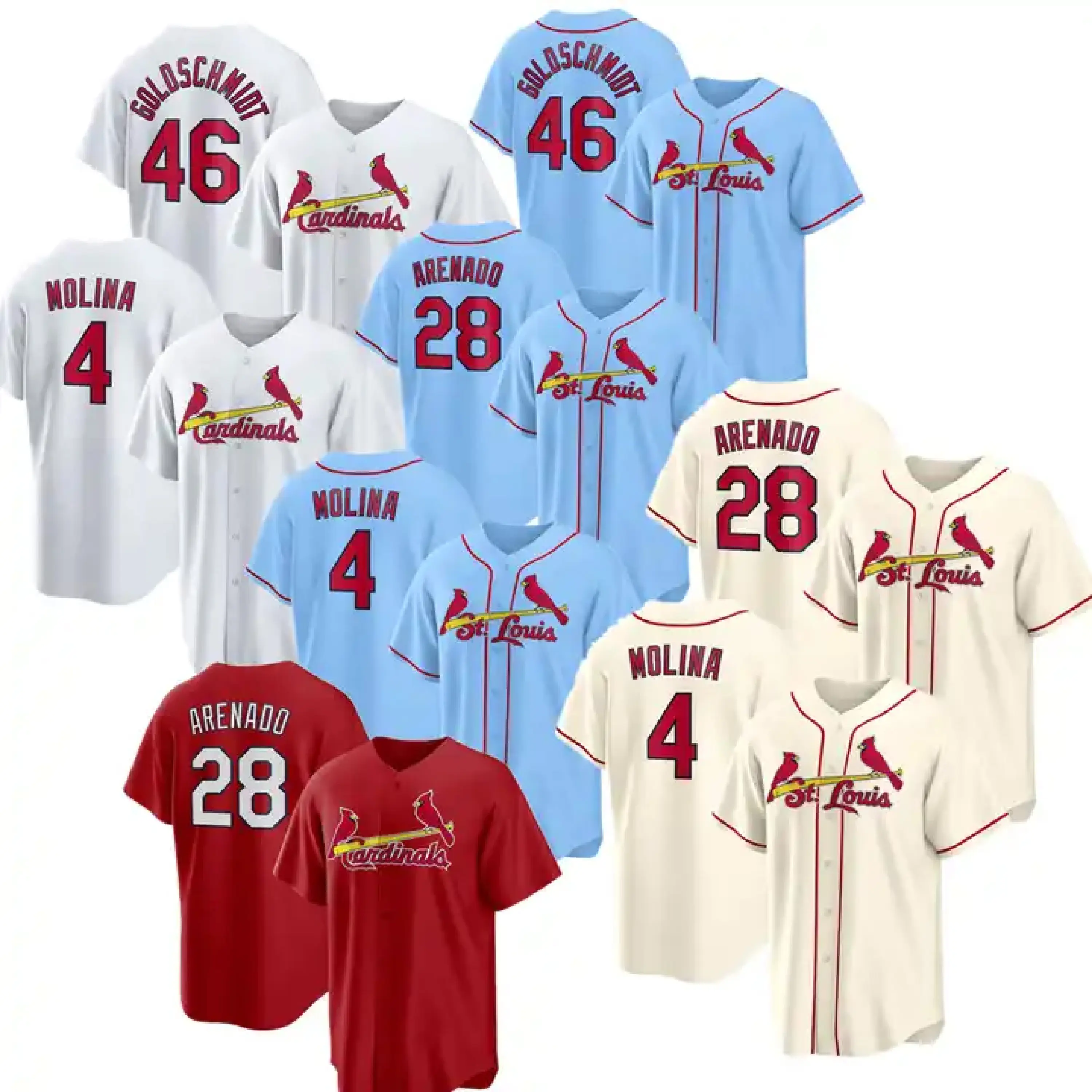 2023 St. Louis Baseball Jerseys 28 Nolan Arenado 4 Yadier Molina 46 Paul Goldschmidt American Baseball Coolbase Camisas cosidas