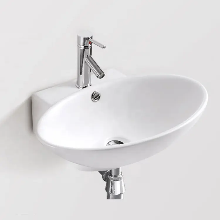 Lavabo da bagno a foro singolo pensile lavabo a parete appeso a muro