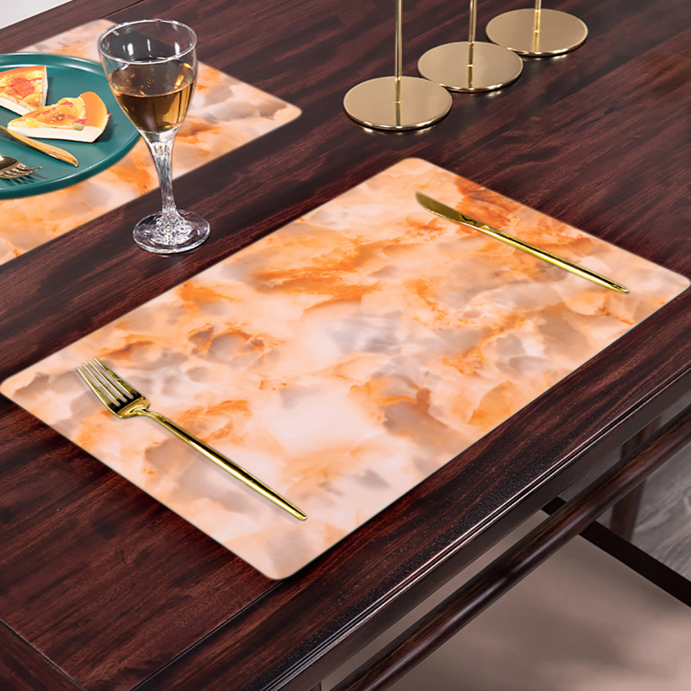 IUIU Fancy 45*30cm Easy Clean Natural PVC Gold Marble Table Mats