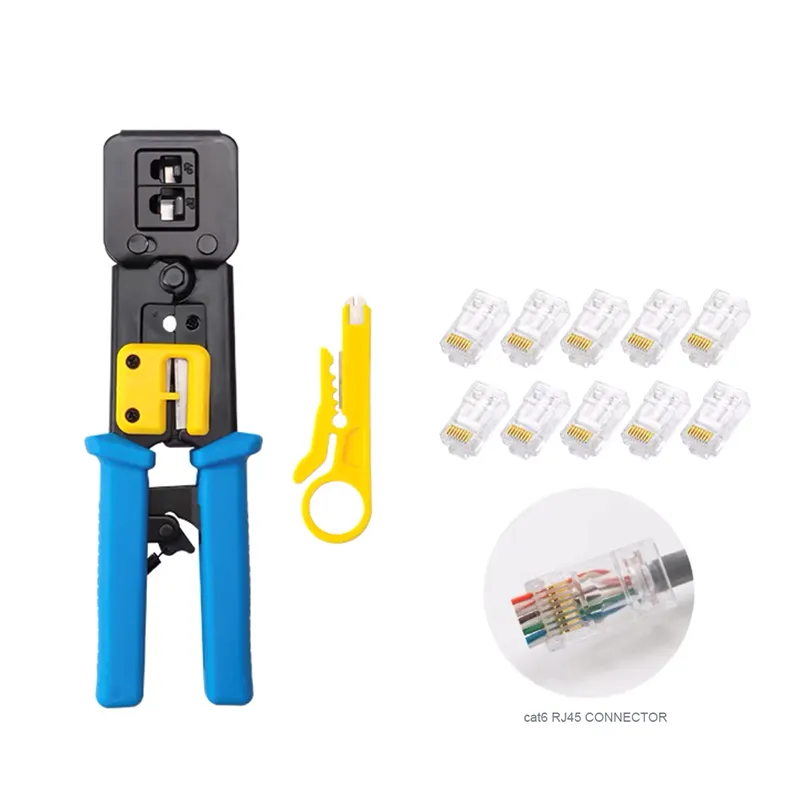 RG11 RJ45 network cable clamp manual cables crimp pliers 6P 8P Pass Through Crystal head Crimping Tool
