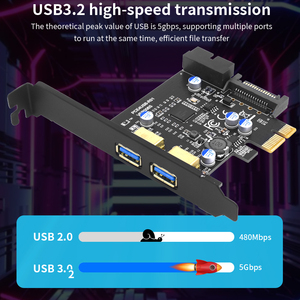 TISHRIC USB 3.2 Gen1 19Pin <strong>PCI</strong> Express Multiplier <strong>PCI</strong>-E <strong>PCI</strong> E USB 3 Adapter Card Riser USB3.2 PCIE <strong>Controller</strong> 5Gbps Card - Product Image 2