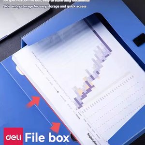 Deli 5615 <strong>File</strong> <strong>Box</strong> A4 <strong>File</strong> <strong>Box</strong> 35mm Blue 1 Plastic Thickened Vertical Large Capacity <strong>Folder</strong> Office Sorting and Sorting - Product Image 3