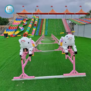 安い遊園地機器ヒューマンパワーレーシングゲーム農場動物幸せなカメと子供のための家族のためのトラックでのウサギのレース - Product Image 4