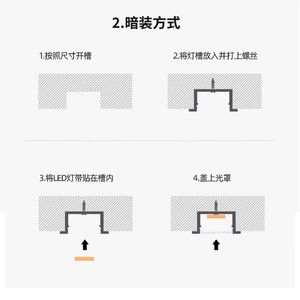 Meijia ช่องอลูมิเนียม LED ฝังฝ้า24*7มม. สำหรับเพดานตู้ครัวให้แสงสว่างตัวกระจายความร้อนอ่างล้างจานไฟโปรไฟล์ LED - Product Image 3