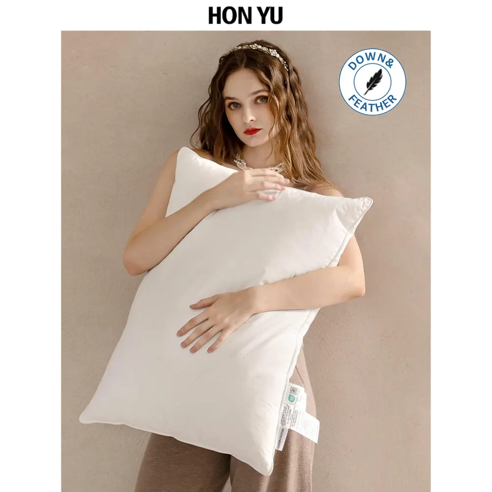 Editações de roupa de cama - travesseiro de penas de ganso de amostra grátis travesseiro de cama com 233TC 100% algodão e enchimento de penas de ganso