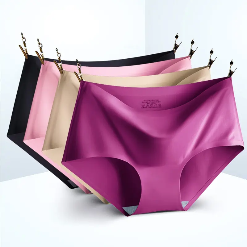 Cuecas de seda gelo sem costura para mulheres, cuecas de tamanho grande com cintura média S-XXL, lingerie com várias opções de cores, 2023