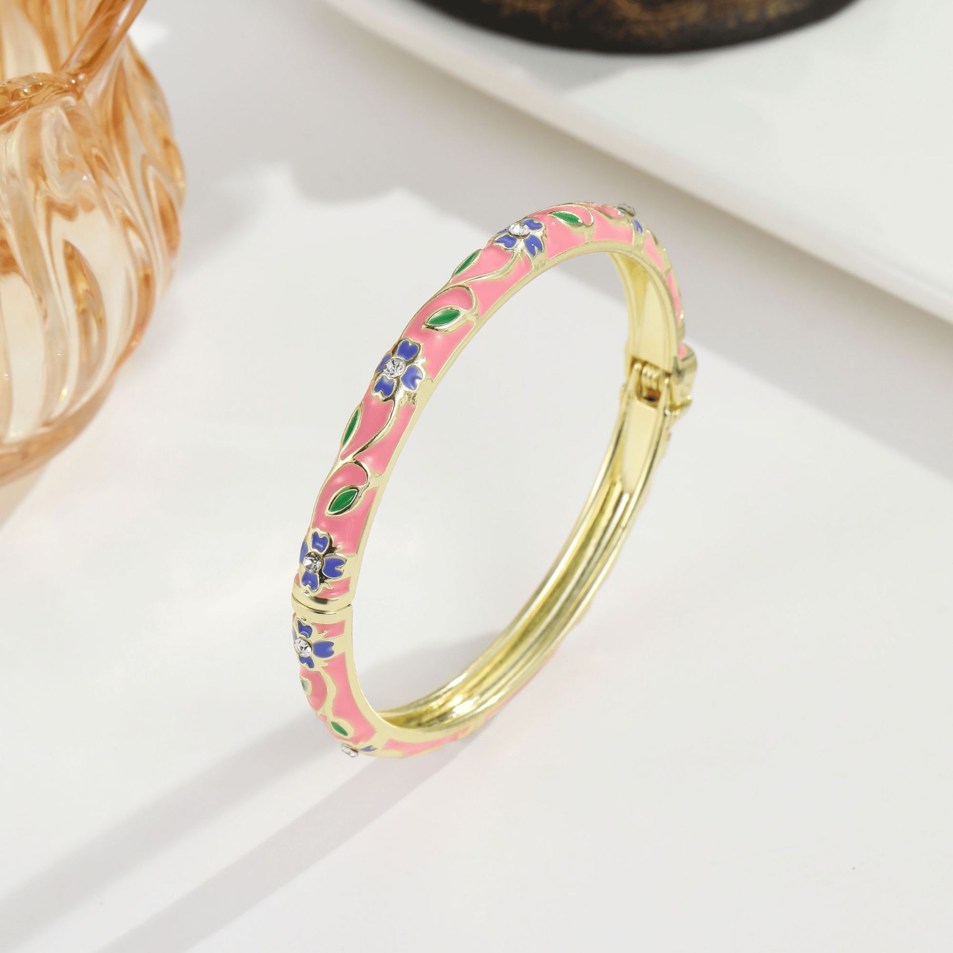 Peach pink and blue
