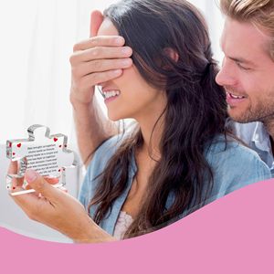 エレガントなアクリルブロックパズル「I Love You」メッセージかわいいカップルギフトセット彼と彼女の完璧なバレンタインデーやウェディングギフト