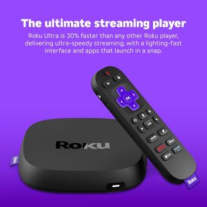 For <strong>Roku</strong> Ultra 2024 Ultimate 4K HDR10+ for Dolby Vision Atmos Wi-Fi 6 Streaming Set-Top Rechargeable Voice Remote Pro Backlit