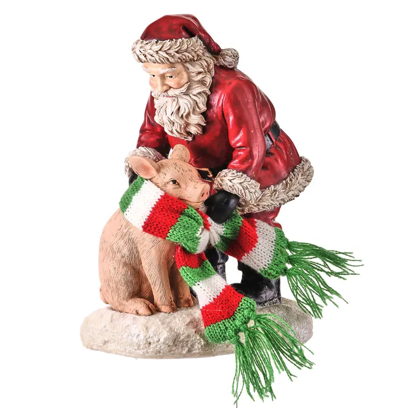 Figura de Papá Noel de resina personalizada, bufanda con animal