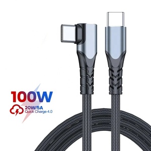 3ft 5A USB3.2 10Gbps 4K @ 60Hz Pd 100W USB C TO USB C CABLE 90 DEGREE Super Fast CHARGING Thunderbolt 3 USB Type C - Product Image 1