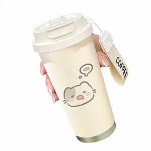 Bình giữ nhiệt bằng thép bình 500ml đồ uống kép hoạt hình Unisex dung tích lớn thể thao cầm tay đi học cho mèo buồn ngủ - Product Image 6