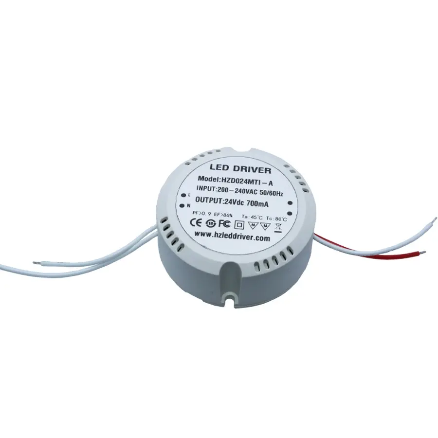 클래스 2 FCC LED 드라이버 500mA 24W 1A 12V 정전류 또는 정전압 라운드 트라이악 디밍 가능 Led 드라이버