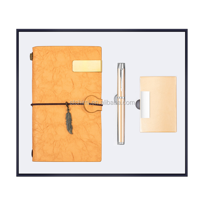 Gold notebook+pen+name card holder