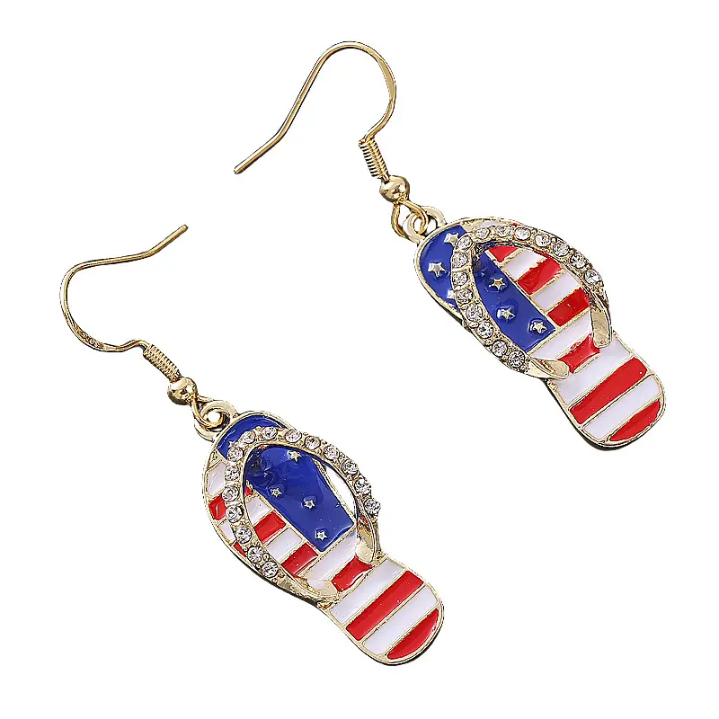 American flag USA fashion five-pointed star oil earrings jewelry wholesale