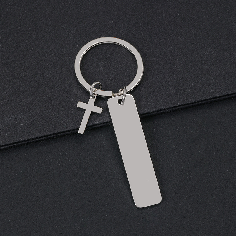 Porte-clés croix longue 50*12mm-argent