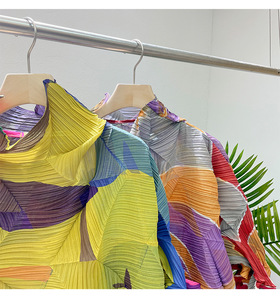 Miyake Pleated Clothing Casual <strong>Style</strong> Dress Irregular Loose Plus Size Long Dress Personality Print Pleated Dress