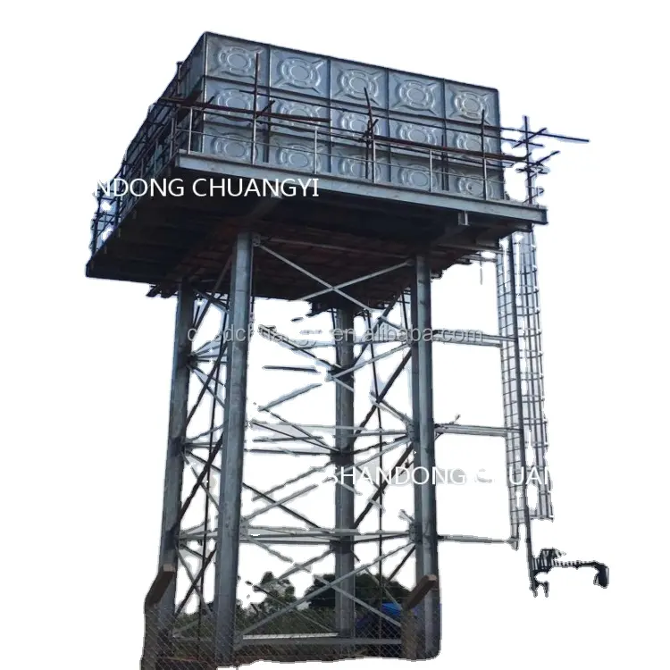 Tanque de agua de galvanizado seccional con pernos elevada, torre de acero para tanque urbano para suministro de agua