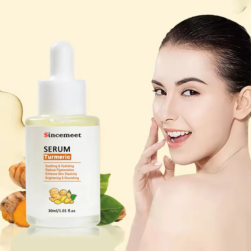 Etiqueta privada OEM Extracto de cúrcuma Suero facial Suero de cúrcuma que ilumina la piel para el cuidado de la piel facial