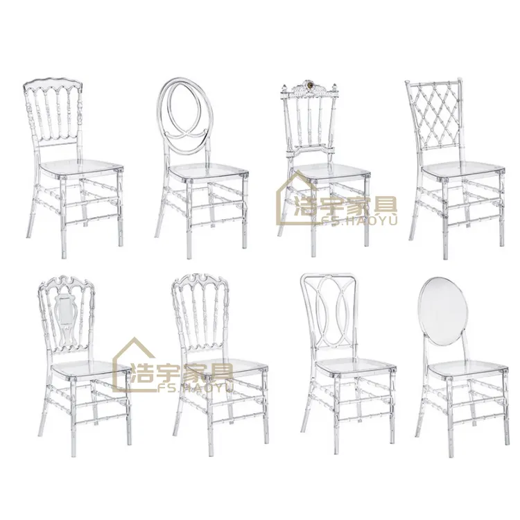 Silla apilable y moderna para fiesta al aire libre, sillas y mesas de cristal transparente Tiffany para interiores y bodas