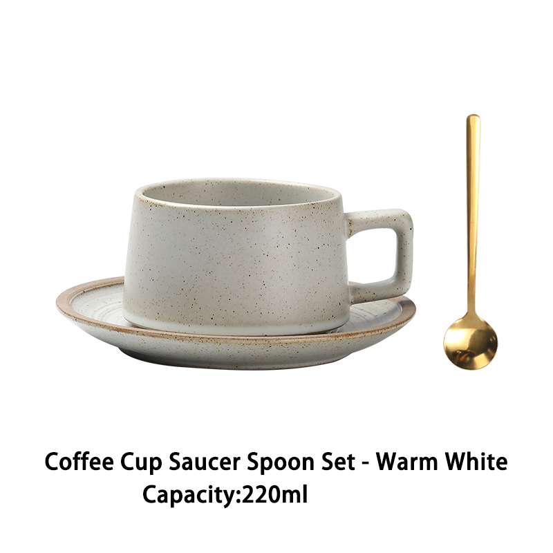 Coffee Cup Saucer Spoon Set - Warm White
