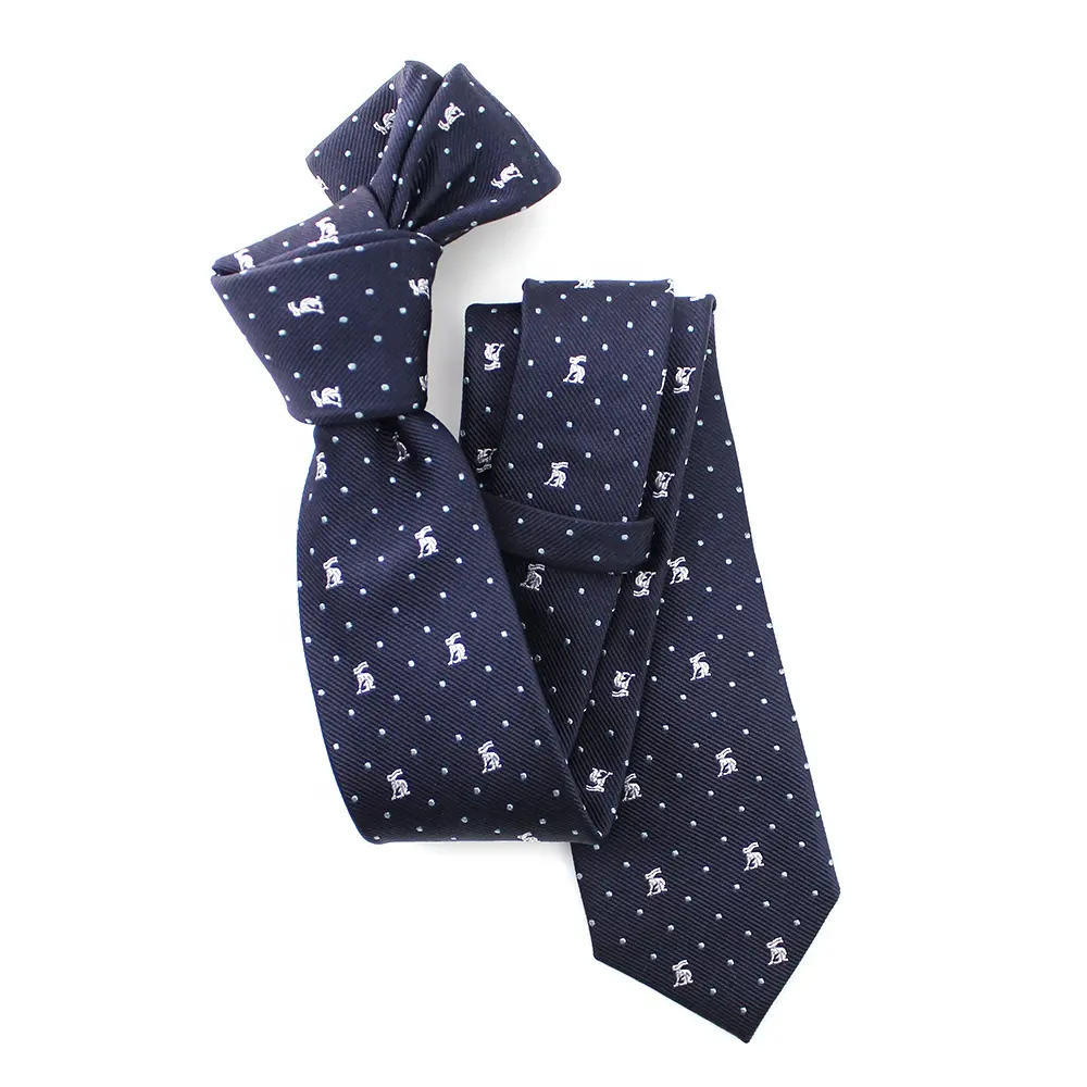 ربطة عنق للرجال فاخرة ومخصصة مصنوعة من الحرير بنسبة 100% مصنوعة من قماش الجاكار مصنوعة يدويًا على شكل أرنب بحري أرنب مرح ربطة عنق للرجال بأشكال حيوانات