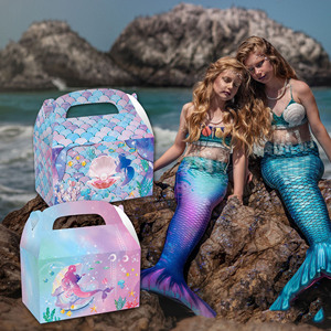 Nicro 12 cái hộp giấy xử lý kẹo nàng tiên cá nhỏ dưới biển cho trái cây quà tặng bao bì bánh sinh nhật trẻ em - Product Image 3