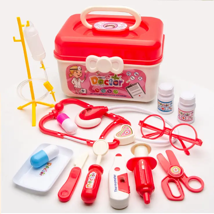2021 Amazon Doctor toy set 14-Piece kids doctor kit Pretend Role Play Set with Stethoscope storage box