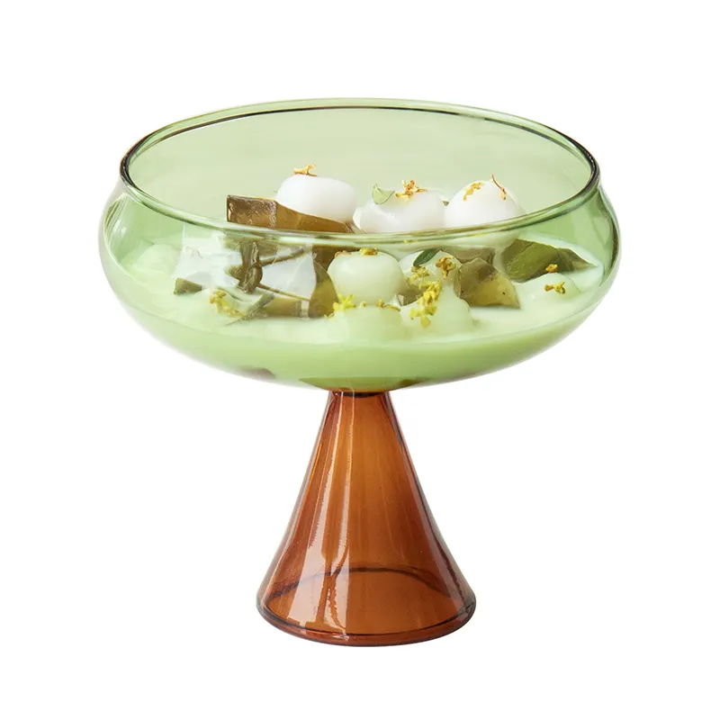 Ciotola decorativa fatta a mano in vetro borosilicato colorato tazza da Dessert per sciocchezze Parfait gelato e noci