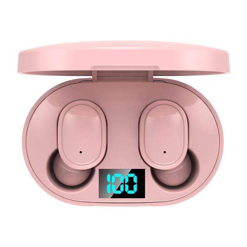 Auriculares bluetooth E6s con pantalla digital-rosa