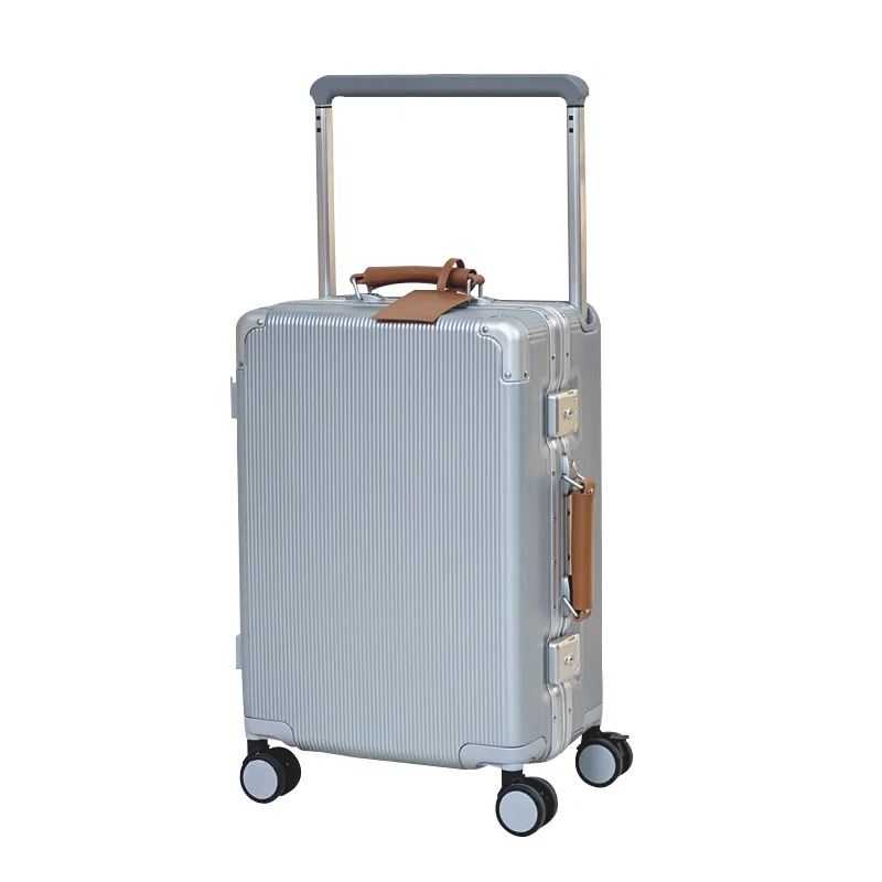Maleta de equipaje de aluminio con pasamanos ancho de alta calidad Maleta de viaje portátil ligera Maleta de equipaje de aluminio